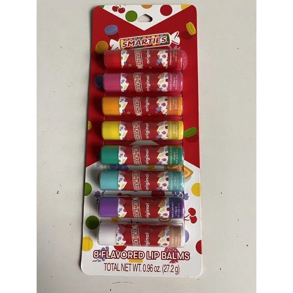 8 Pack TASTE BEAUTY  SMARTIES FLAVORED Lip‎ Balms Assorted Fruit Flavors NEW